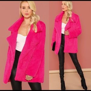 Hot pink fuzzy coat
